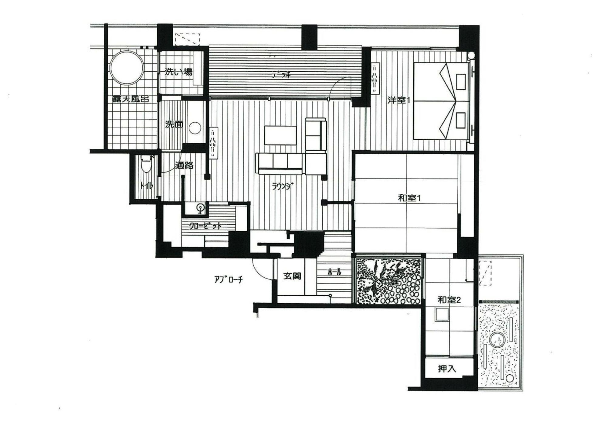 Amane Resort Seikai Beppu Ruang foto A floor plan of a Japanese apartment